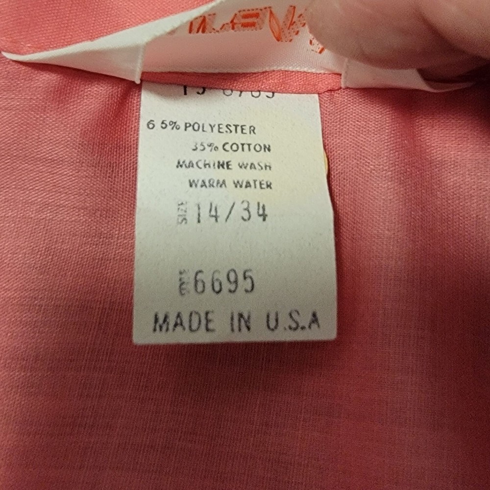 Vintage Laura Mae Womens Pink Deadstock Basic Button Up Shirt Size 14/34 - Picture 7 of 8